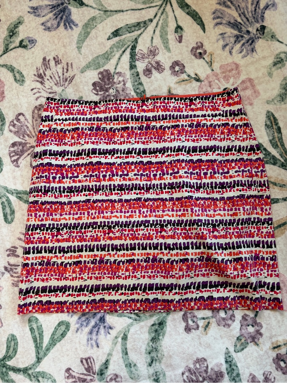 Ann Taylor Multicolor Striped Skirt - Red, Purple & Pink